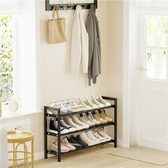 Expandable shoe rack 3 tier adjustable shoe organizer for closet entryway storag - Picture 2 of 8